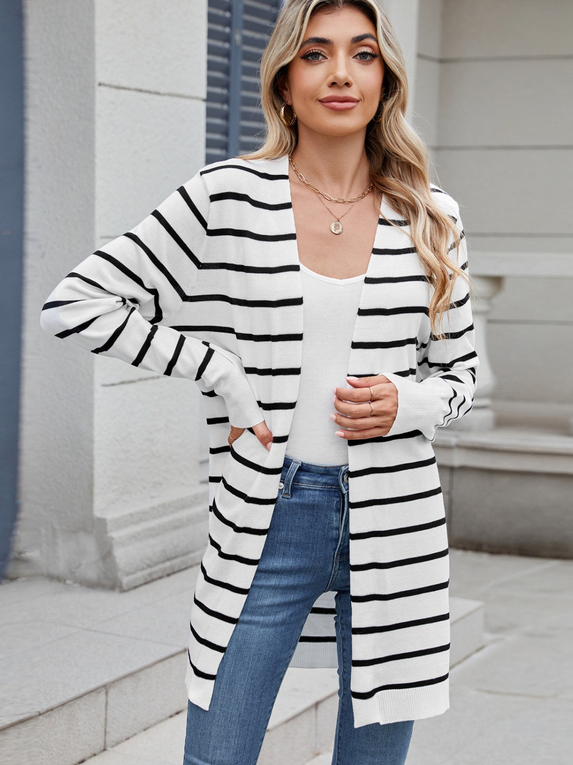 Open Front Long Sleeve Cardigan