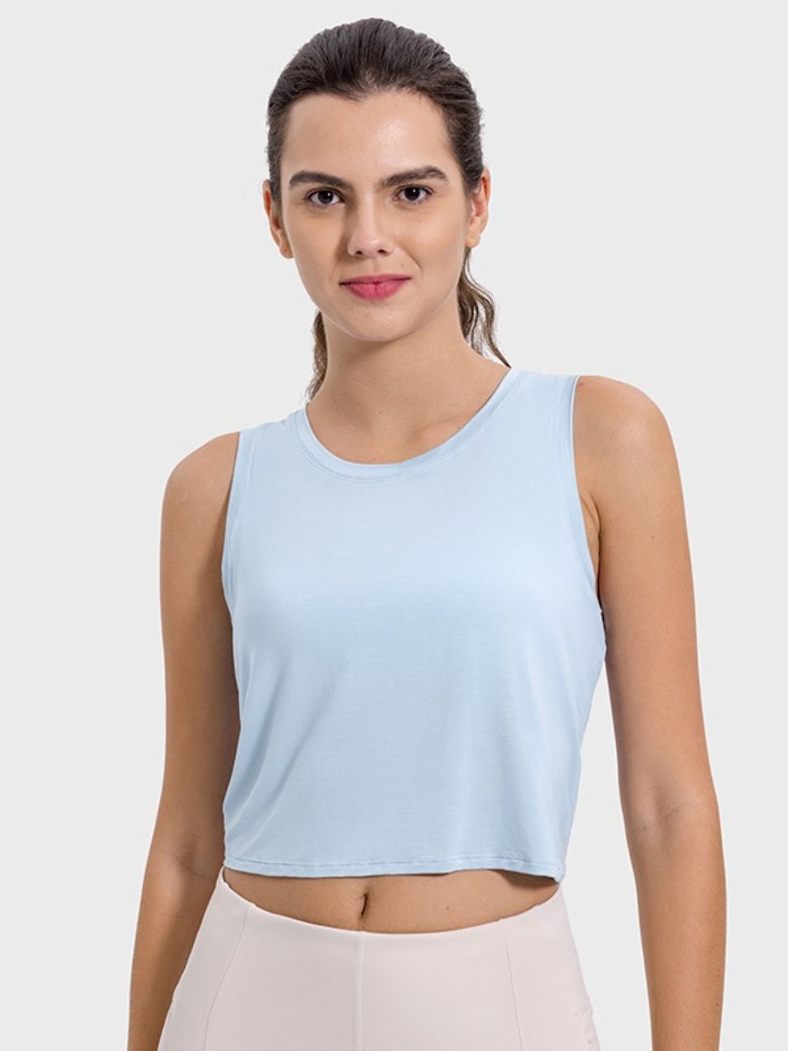 Millennia Drawstring Cutout Round Neck Active Tank