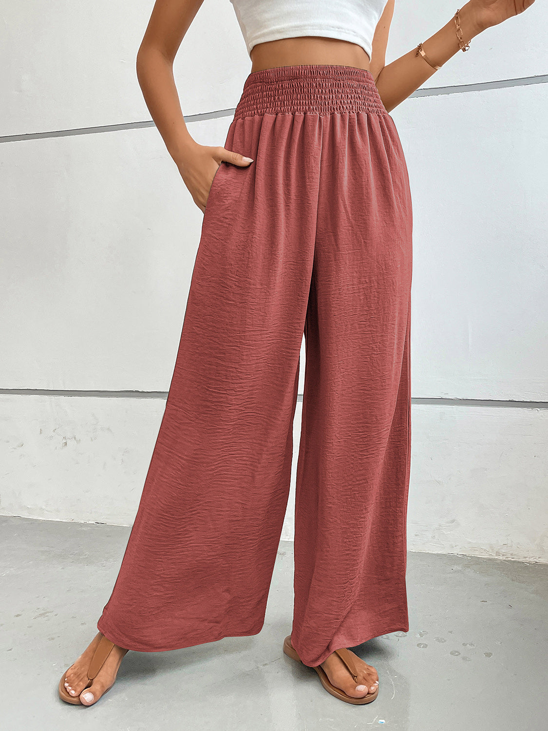 Perfee Wide Leg Pants with Pockets