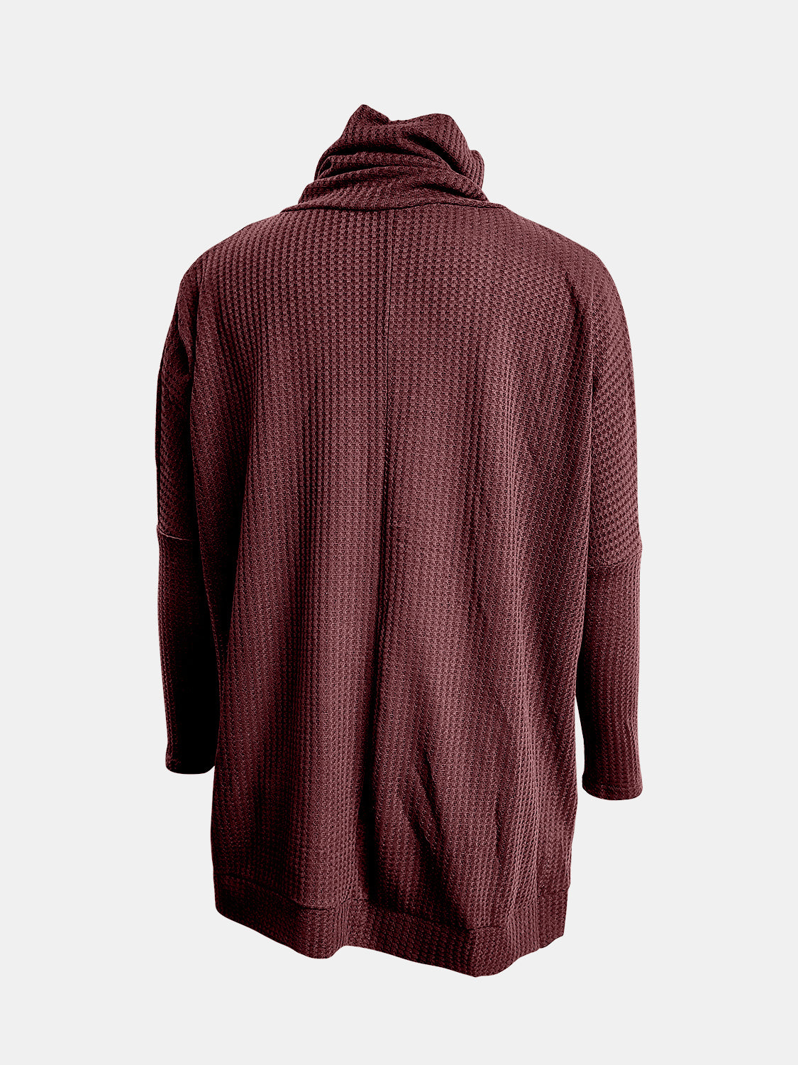 Full Size Waffle Knit Turtleneck Long Sleeve T-Shirt