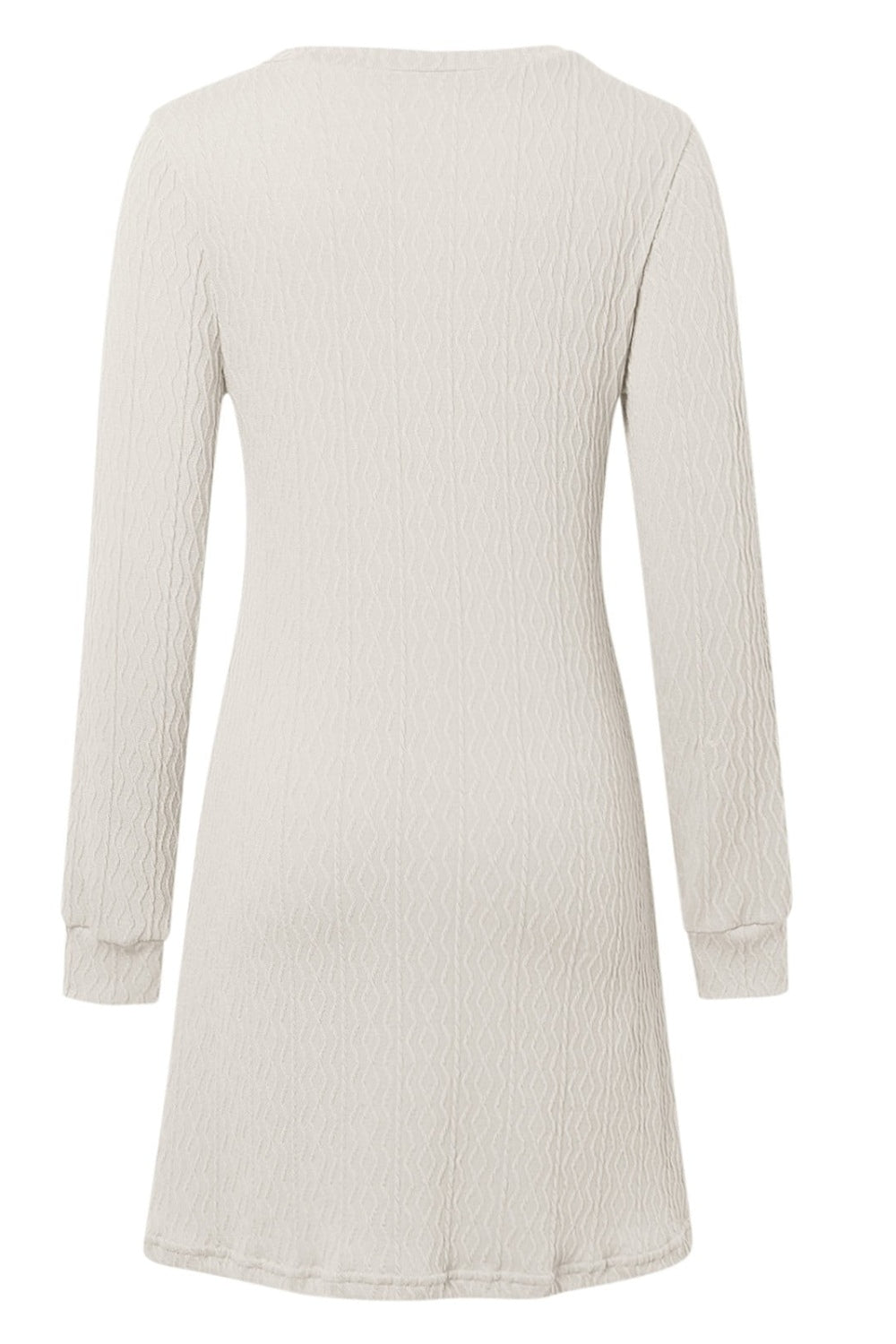 Texture V-Neck Long Sleeve Dress