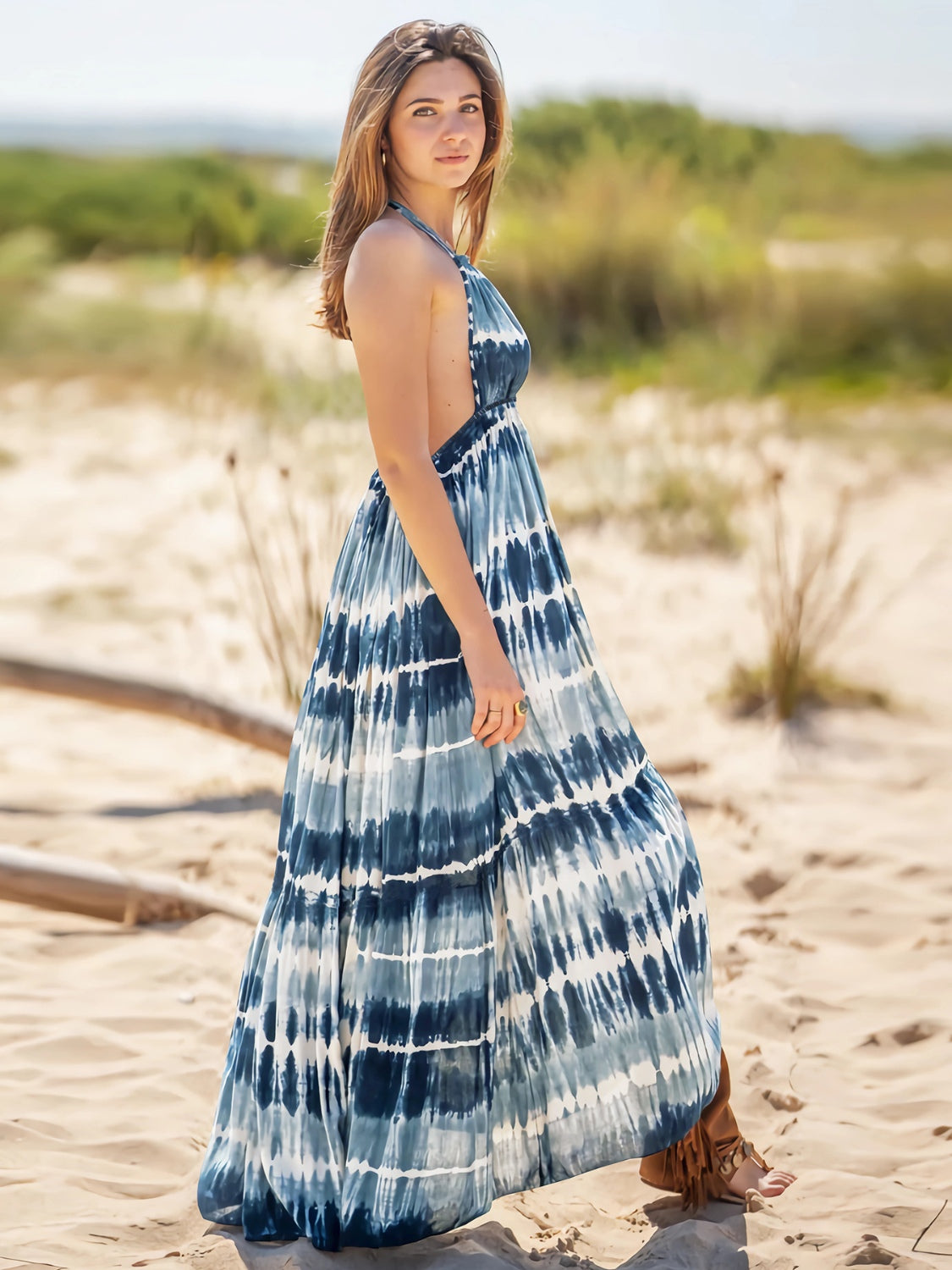 Tie-Dye Halter Neck Dress