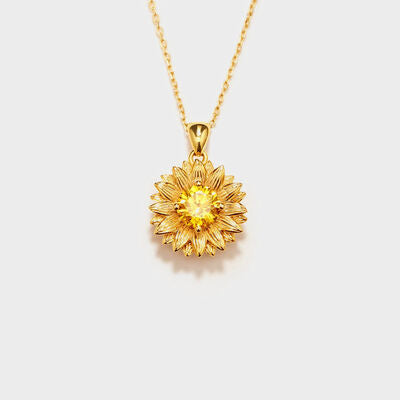 Sunflower Shape 18K Gold-Plated Pendant Necklace