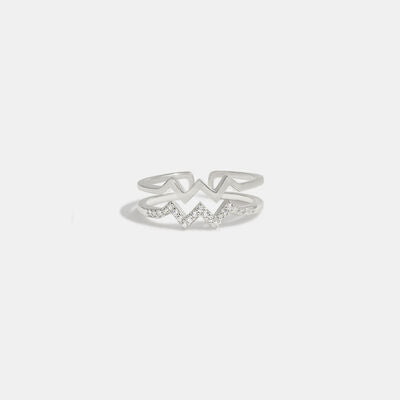 Wave Shape Inlaid Zircon Open Ring